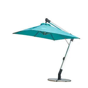 핫 세일 알루미늄 합금 프레임 캔틸레버 매달려 우산 3x3 녹색 우산 파라솔 야외