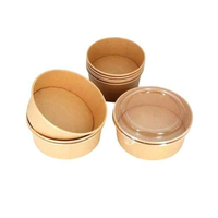 Bol rond en papier kraft brun à vendre chaud avec couvercle en PET pour salade à emporter Rapide et pratique