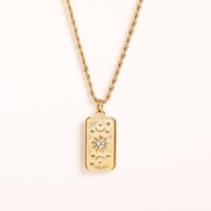 Jachon 18K chapado en oro de acero inoxidable Rectangular <span class=keywords><strong>Tarot</strong></span> tarjeta colgante collar para mujeres cadenas de moda collares - Product Image 6