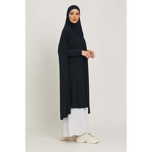 Премиум трикотаж молитвенный абайя темно-синий скромный традиционный стиль для лета Свободный размер плюс размер платье <span class=keywords><strong>Khimar</strong></span> - Product Image 5