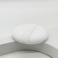 Éponge de maquillage professionnelle portable en coton doux pour fond de teint, outil de beauté pour poudre faciale, ruban perlé