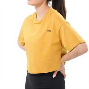 เสื้อยืดครอปโอเวอร์ไซส์ผู้หญิงขายส่ง ผ้าฝ้าย 100% รับทำโลโก้ เสื้อครอปเปล่า OEM ODM แบรนด์ส่วนตัว เสื้อยืดสตรีทแวร์ - Product Image 1