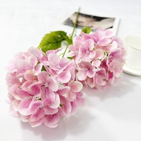 YOPIN-2824 2 têtes de fleurs artificielles en soie rose poudré pour mariage, arrangements floraux d'hortensias
