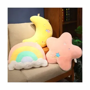 50CM peluche fausse fourrure de lapin lune arc-en-ciel étoile kawaii peluche jouet étreignant oreiller décor à la maison mignon oreiller en peluche jouet