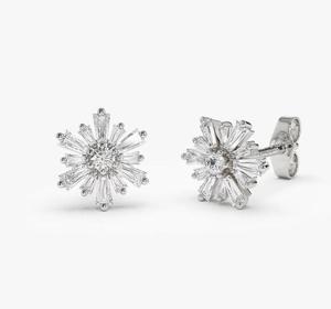 Boucles d'oreilles clous en diamant rond brillant de créateur, plaquées or, bijoux fins classiques, cadeau pour femmes et jeunes filles, mariage et soirée - Product Image 4