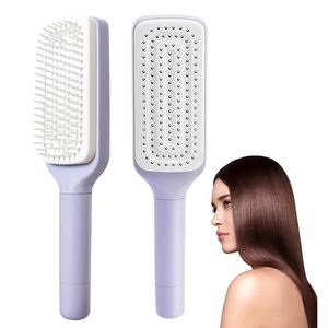 Custom Hair Extension Vented Detangler Hairbrush 3D Quick Self Cleaning Detangling Hair <b>Brush</b> for Women Wet Dry Hair - Product Image 1