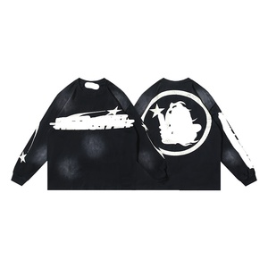 Vendita Diretta dalla Fabbrica, T-shirt Invernale a Maniche Lunghe in Puro Cotone con Stampa NFC Hell and Star, Stile Casual Oversize per Uomo e Donna - Product Image 1