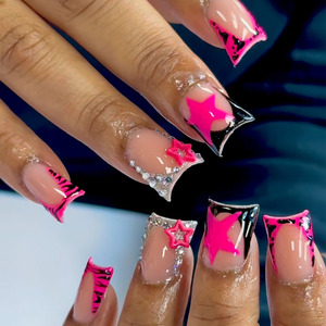 <span class=keywords><strong>Faux</strong></span> ongles longs Y2K en gros, faits à la main, avec dégradé, papillon, étoile, strass et motif léopard, <span class=keywords><strong>pour</strong></span> femmes, salon et soirée - Product Image 4