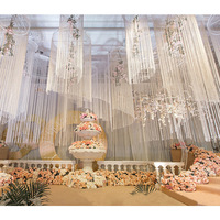 Fournitures de décoration pour hôtels de mariage : Rideau de plafond à franges en fil argenté, rideaux blancs, rideau à fils scintillants