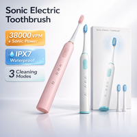 Brosse à dents électrique souple haute fréquence 38000 vpm, étanche IPX7, pour adultes, pour les soins bucco-dentaires