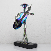 Sculpture de Musicien en Métal avec Base en Marbre, Figurine Abstraite de Violoniste, Décoration Moderne pour Table, Décoration d'Intérieur, Statue d'Hôtel