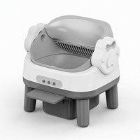 Bac à litière pour chat à nettoyage automatique, ouvert en dessus, avec capteur MW et marchepied facile d'accès, pour chats automatiques