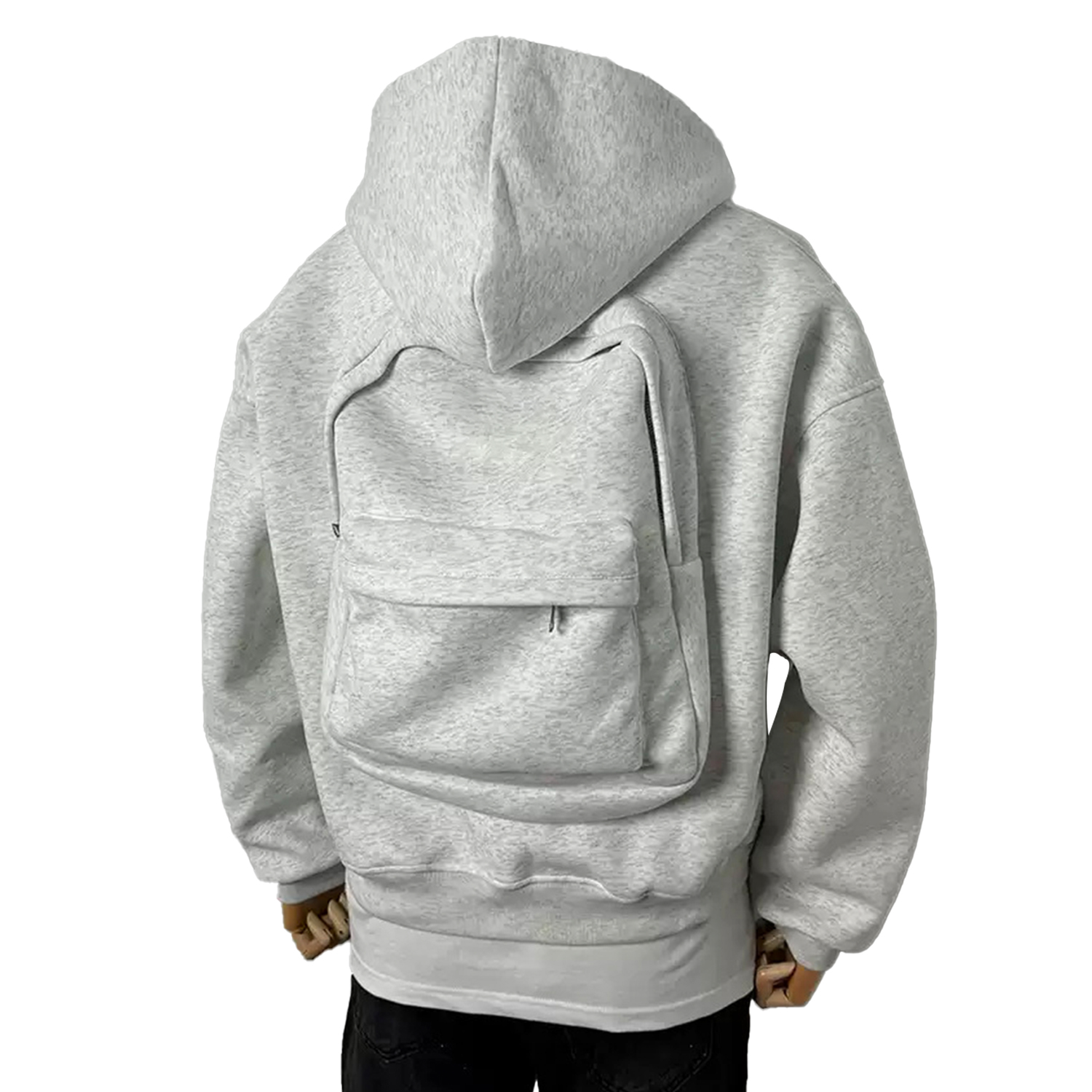 国内で当店のみ Remedy - Hooded Backpack Zip-Up Jacket Hoodie Backpack - Oversized Unisex Fleece Streetwear Gear