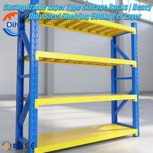 Scaffalature Industriali Robuste Senza Bulloni in Acciaio <span class=keywords><strong>a</strong></span> 4 Ripiani, Sistema di Stoccaggio per Magazzino, Altezza Regolabile, Anticorrosione - Product Image 1