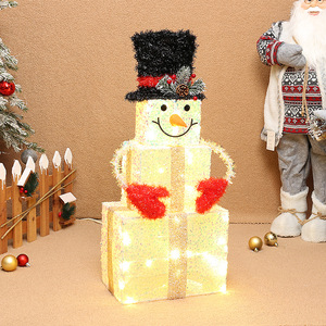 New Cross-Border Christmas Santa Snowman Gift Box Decoration Indoor <b>Illuminated</b> Standing Display Piece - Product Image 2