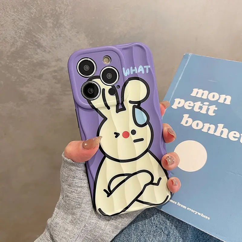 ins Funny Cartoon Bunny IMD Silicone Case For iPhone 14 Pro Max 13 11 12 14 Plus Fashion IMD Soft Cover