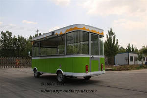 รถขายอาหารเคลื่อนที่แบบลากจูง ผลิตตามสั่ง ทำจากสแตนเลสไฟเบอร์กลาสและอะลูมิเนียม สำหรับขายผลไม้ ผัก ขนมขบเคี้ยว และมันฝรั่งทอด - Product Image 4