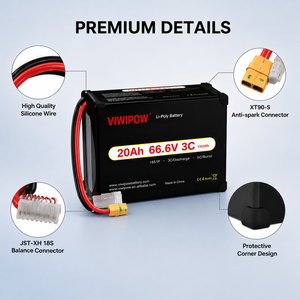 Batterie Lipo 20Ah 66.6V 3C pour drone, longue autonomie, haute capacité, pour drones agricoles, logistiques et de cartographie, compatible OEM - Product Image 3