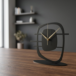 Reloj de Escritorio Moderno, Diseño de Hierro, Movimiento Mecánico, Forma Geométrica, Color Negro, Sonido de Campana Cada Hora, Visualización con Agujas, Contemporáneo - Product Image 1