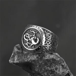 Men's Stainless Steel <b>Ring</b> Letter Pattern Geometric Design Gift Jewelry - Product Image 1