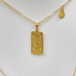 Moda takı özelleştirilmiş 12 burç burcu zodyak 18K altın paslanmaz çelik zincir kolye pusula tarot kolye - Product Image 6