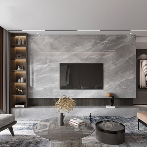 Mur de fond de télévision en pierre microcristalline pour salon de luxe, panneau mural moderne minimaliste en marbre de luxe - Product Image 2