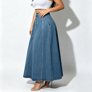 <span class=keywords><strong>Jupe</strong></span> crayon en <span class=keywords><strong>jean</strong></span> brodée taille haute extensible pour <span class=keywords><strong>femme</strong></span>, motif floral, style vintage, vente en gros - Product Image 2