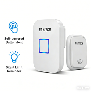 <span class=keywords><strong>Sonnette</strong></span> sans fil Daytech, alarme, étanche, auto-alimentée, <span class=keywords><strong>bouton</strong></span> de <span class=keywords><strong>sonnette</strong></span>, 5 niveaux de volume réglables, carillon de porte - Product Image 2