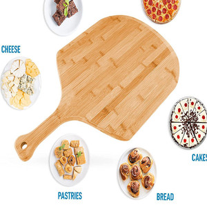 Planche à pizza en bois Jiang Bo, planche à découper ronde pour steak, pain, gâteau, plateau de service en bambou naturel 120x60cm - Product Image 3