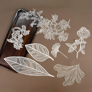 Encaje Bordado con Hilo <span class=keywords><strong>de</strong></span> Pescado, Tela <span class=keywords><strong>de</strong></span> Encaje Soluble en Agua, Encaje Hueco con Flores, para Manualidades, Bodas, Hecho en China - Product Image 1