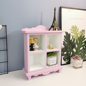 Étagère de rangement rose avec organisateur de poupées, étagère de présentation, armoire de bureau, boîte de rangement en bois pour jouets, décoration de chambre d'enfant, 22x8x26cm - Product Image 4