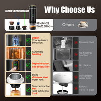 Mini Cafetera Espresso Inteligente Portátil, Cafetera de Cápsulas con Pantalla LED USB, 80 ml, para Cápsulas de Café y Café Molido, Automática
