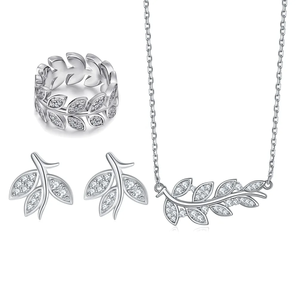 Custom Trendy Mode Sieraden Sets Vrouwen Rhodium Vergulde 925 Sterling Zilveren Sieraden Sets