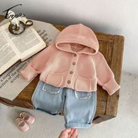 Cárdigan de Punto para Bebé, 100% Algodón, Diseño con Capucha, Suéter Abrigado y Cómodo para Niños, Chaquetas para Niños Pequeños