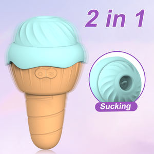 Gelato 2 in 1 succhiando con la lingua vibratore a doppio piacere 10 frequenza stimolazione clitoridea commercio all'ingrosso del negozio di sesso - Product Image 6