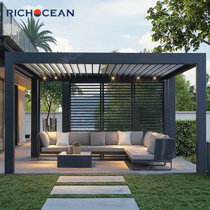 RICHOCEAN Pérgola Bioclimática Motorizada Moderna <span class=keywords><strong>de</strong></span> Aluminio, Gazebo, Pabellón con Techo <span class=keywords><strong>de</strong></span> Láminas Retráctiles Automáticas - Product Image 6