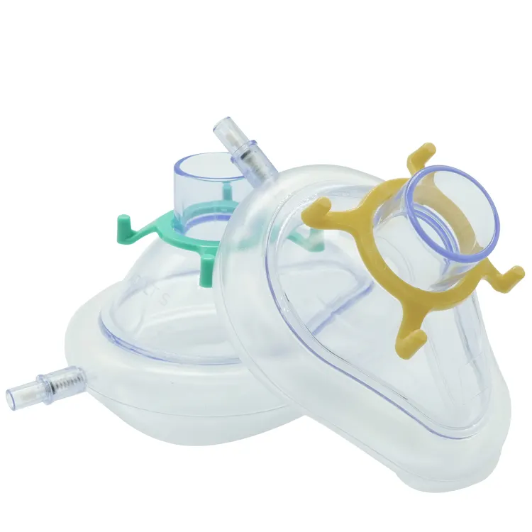 Venta caliente respiración Pvc transparente cojín de aire anestesia médica mascarilla con válvula anestesia