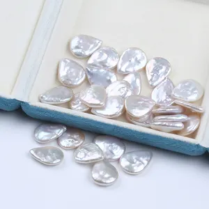13-16mm Natural White Drop Coin Shape Loose Pearls Freshwater For Jewelry Making