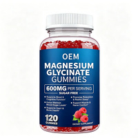 Gomitas de Glicinato de Magnesio YAOJISZ OEM, 120 Unidades, 600 mg por Porción, Sin Azúcar, Sabor Frambuesa, para Adultos