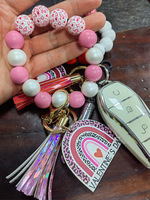 Vente en gros de Offres Spéciales de la fête des mères accessoires cadeaux bracelet en perles de bois imprimé léopard bracelet à pois bracelet d'amour porte-clés