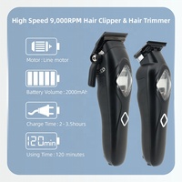 Tondeuse et tondeuse à barbe sans fil RUCHA, moteur vectoriel 9000 tr/min, lame DLC, batterie 2000 mAh, pour hommes