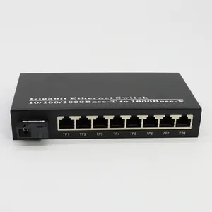 BYXGD Gigabit 1sc 8 Rj45 hızlı Ethernet anahtarı tek modlu Ethernet Fiber ortam dönüştürücü için Hp alıcı-verici