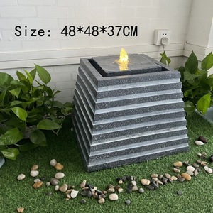 Fontaine d'eau d'extérieur 48x48x37cm, design géométrique, décoration de jardin durable, utilisation intérieure et extérieure - Product Image 4