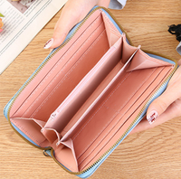 Dompet Panjang Wanita Motif Bunga Embos PU, Dompet Clutch Mewah, Dompet Passport Fashion, Tempat Kartu Desainer dengan Tali Pergelangan Tangan