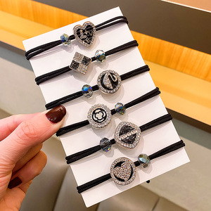 뜨거운 판매 하이 엔드 헤어 타이 유행 라인 석 소녀 헤어 타이 로프 밴드 헤어 스타일링을위한 작은 액세서리 - Product Image 1