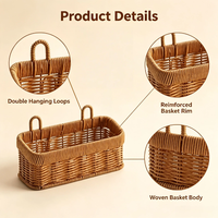 Panier suspendu rectangulaire tissé à la main, imitation rotin, pour rangement mural cuisine et salle de bain – Direct Usine