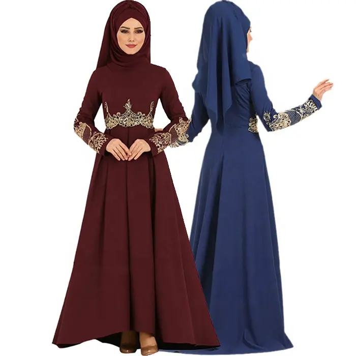 Mujeres de manga larga tradicional Maxi Oriente Medio musulmán Abaya túnica ropa simple moderno estilo árabe islámico vestido informal