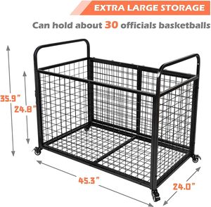 Eisen rahmens truktur Stapelbare Bälle Käfig Tragbare Körbe Kunden spezifische abschließbare Ballsp eicher Rolling Basketball Rack - Product Image 2