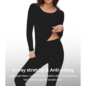 Conjunto de Ropa Interior Térmica Larga para Mujer, Viscosa de Bambú, Super Cálida, Tallas S-3X - Product Image 5