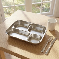 Plateau alimentaire en acier inoxydable SUS304 de 0,5 mm, durable et de qualité supérieure, avec logo personnalisé, pour hôtels professionnels, procédé de repoussage profond